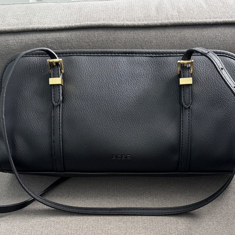 BCBG Black Shoulder Bag with Gold Accents